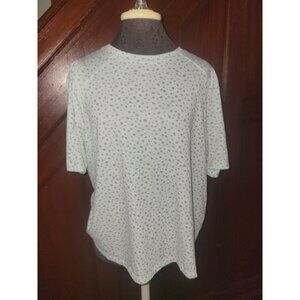 Democracy Womens Polka Dot Short Sleeve Raglan Top Size 1X Light Green Soft Knit